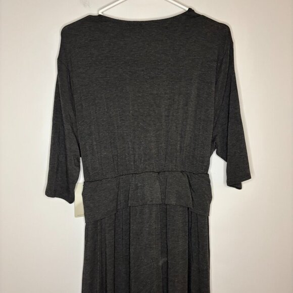 KIYONNA STITCH FIX NEW Kindra Dress Womens 1X Grey Faux Wrap Detail Stretch - Picture 3 of 10